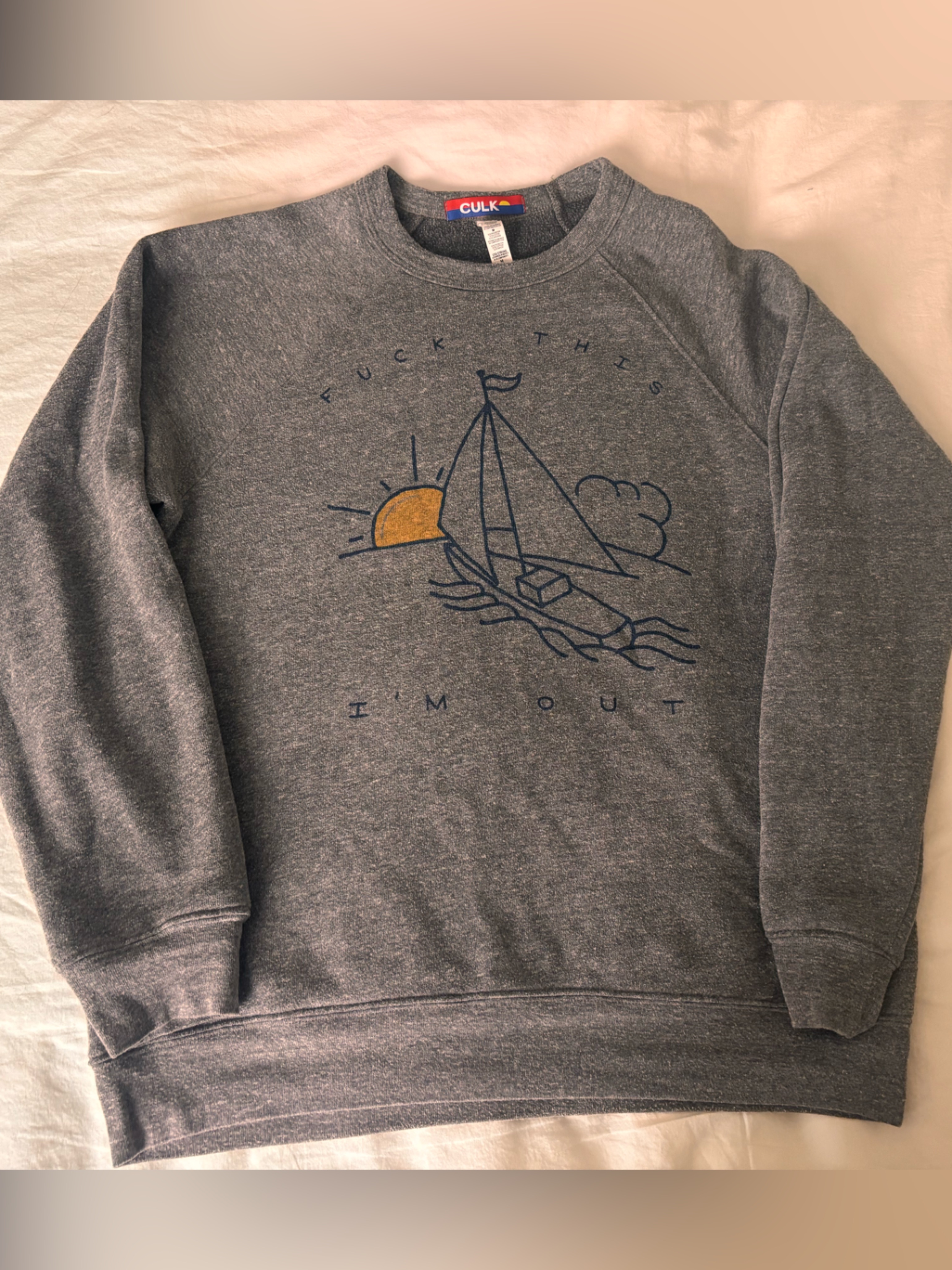 Culk Grey Sailboat Crewneck Sweatshirt — image 3 of 5